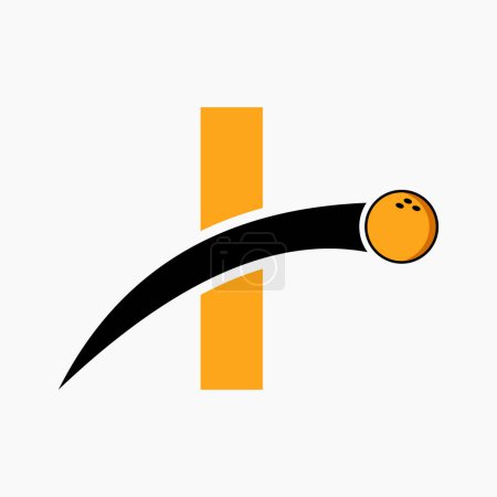 Téléchargez les illustrations : Lettre I Logo Bowling. Symbole de boule de bowling avec icône de boule mobile - en licence libre de droit