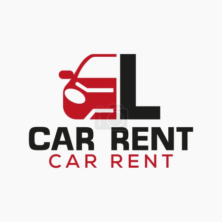 Illustration for Letter L Rent Car Logo Design Template. Automotive Car Logo Symbol - Royalty Free Image