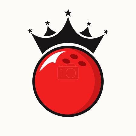 Téléchargez les illustrations : Bowling Logo Design Concept avec couronne icône. Bowling Gagnant Symbole - en licence libre de droit