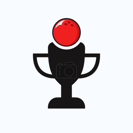 Téléchargez les illustrations : Concept de conception de logo de trophée de championnat de bowling avec l'icône de bowling et de trophée - en licence libre de droit