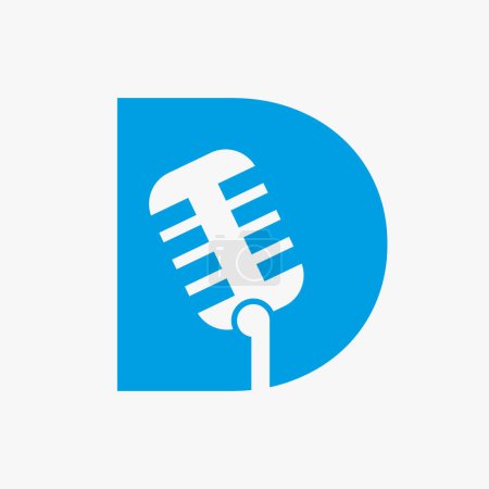 Buchstabe D Podcast Logo. Musik-Symbol-Vektor-Vorlage