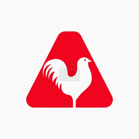 Illustration for Letter A Poultry Logo With Hen Symbol. Rooster Logo, Chicken Sigh Template - Royalty Free Image