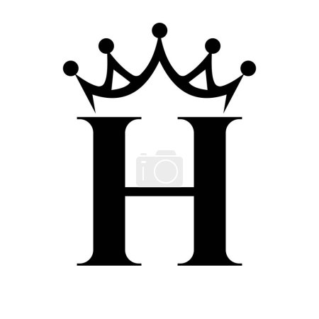 Letter H Crown Logo for Queen Sign, Beauty, Fashion, Star, Elegant, Luxury Symbol