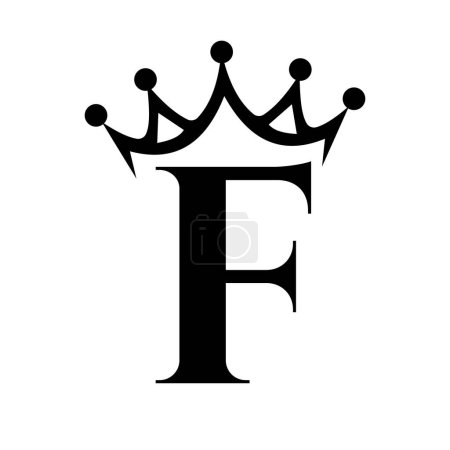 Lettre F Logo de la Couronne pour Reine Signe, Beauté, Mode, Étoile, Élégant, Symbole de luxe