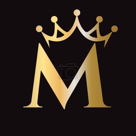 Buchstabe M Krone Logo für Königin Zeichen, Schönheit, Mode, Stern, Elegant, Luxussymbol