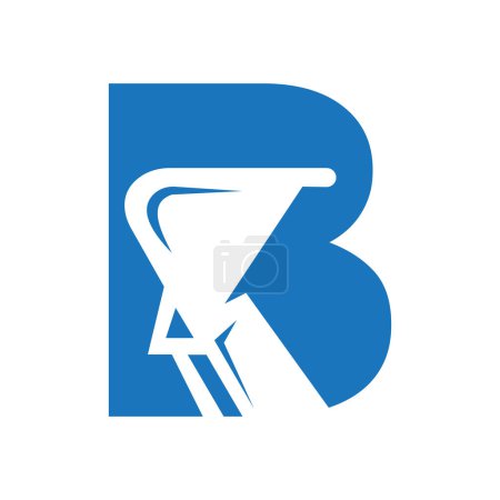 Buchstabe B Bagger Logo für Baufirma. Symbol für Baggermaschine