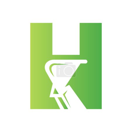 Buchstabe H Bagger Logo für Bauunternehmen. Symbol für Baggermaschine