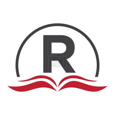 Buchstabe R Education Logo Book Konzept. Ausbildung Karriereschild, Universität, Akademie Graduierung Logo Template Design