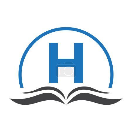 Letra H Educación Logo Libro Concepto. Formación Career Sign, Universidad, Academia Graduación Logo Plantilla Diseño