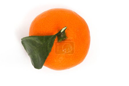 Photo for Fresh organic orange delicious fruit top view with green leaves isolated on white background clipping path - Royalty Free Image