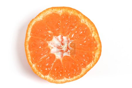 Photo for Half cut fresh organic orange delicious fruit top view isolated on white background clipping path - Royalty Free Image