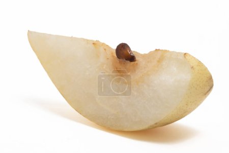 Sliced fresh organic yellow pear delicious fruit isolated on white background clipping path