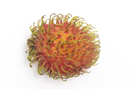 Frische Bio-Rambutan köstliche Früchte Draufsicht isoliert auf weißem Hintergrund Clipping Pfad