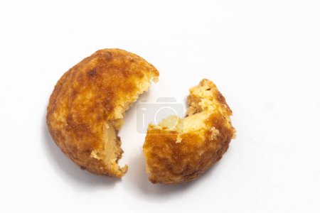 Broken of palm cheese cookies isolated on white background clipping path