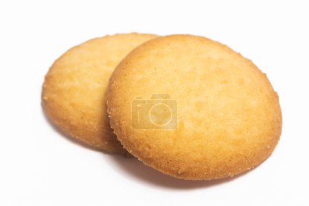 Photo for Two danish butter cookies the country style cookie isolated on white background clipping path - Royalty Free Image