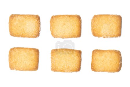 Téléchargez les photos : Groupe de biscuits au beurre danois le biscuit au pain finlandais vue du dessus isolé sur fond blanc chemin de coupe - en image libre de droit