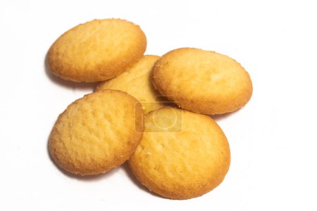 Photo for Group of danish butter cookies the country style cookie isolated on white background clipping path - Royalty Free Image