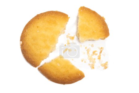 Photo for Crashed of danish butter cookies the country style cookie with crumble top view isolated on white background clipping path - Royalty Free Image