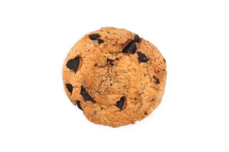 Chocolate chip cookie top view isolated on white background clipping path