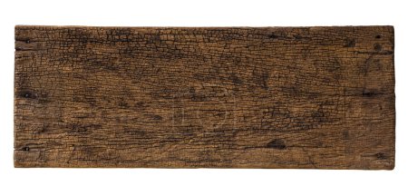 Photo for Abstract Natural wood table texture isolated on white background : Top view of plank wood for graphic stand product, interior design or montage display your product - Royalty Free Image