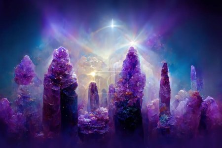 Beautiful crystal heaven. Crystal kingdom. Digital art