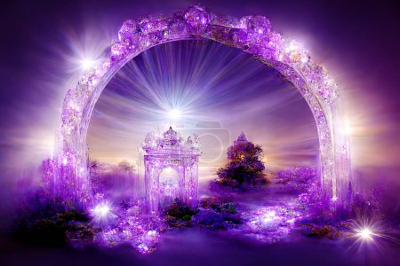 Photo for Beautiful crystal heaven. Crystal gate with crystals. Crystal kingdom. Digital art - Royalty Free Image