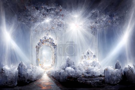 Téléchargez les photos : Magnifique paradis de cristal. Porte en cristal avec cristaux. Royaume de cristal. Art numérique - en image libre de droit