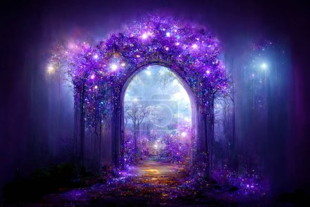 Beautiful crystal heaven. Crystal gate with crystals. Crystal kingdom. Digital art
