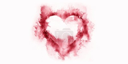 Photo for Watercolour splashes heart on white paper background - Royalty Free Image