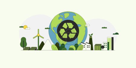 Recycle concept. Sustainable of Green Energy, Ecology and environment development. Flat Vector illustration.