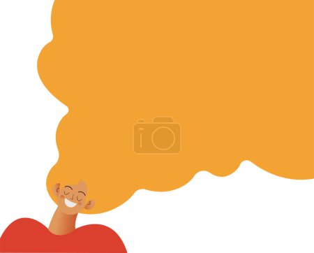 Illustration for Happy young smiling woman with beautiful hair. Mental health template. Mindfulness. Modern flat vector illustration. - Royalty Free Image