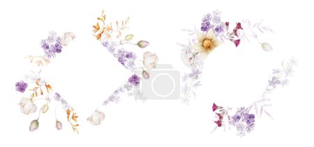 Photo for Set of floral frames with wildflowers on a white background - Royalty Free Image
