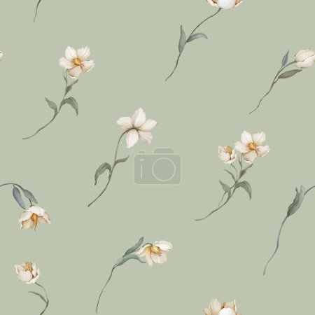 Téléchargez les photos : Seamless pattern with wildflowers in a watercolor style - en image libre de droit