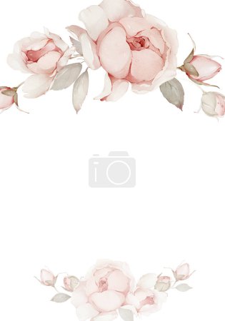 Téléchargez les photos : Carte de vœux avec délicates roses aquarelles - en image libre de droit