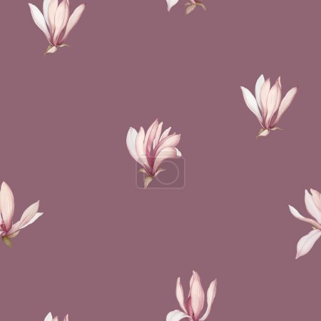 Foto de Patrón sin costuras con magnolias. Flores en un estilo de acuarela. - Imagen libre de derechos