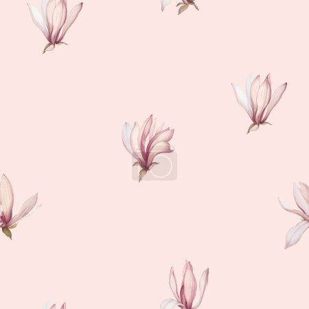 Photo for Seamless pattern with magnolias. Flowers in a watercolor style. - Royalty Free Image
