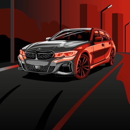 Ilustración de BMW 3 - 2020 vector de arte, vector de fondo - Imagen libre de derechos