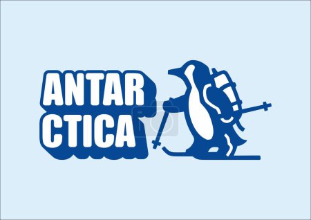 Illustration for ANTARCTICA PINGUIN SKIER logo - Royalty Free Image