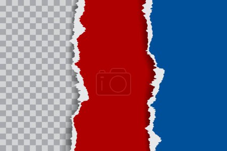 Foto de Papel roto rojo y azul sobre fondo transparente. Una trampa. Ilustración vectorial - Imagen libre de derechos