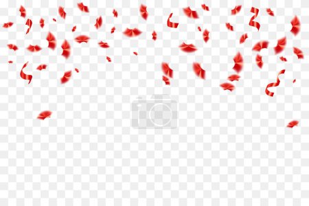 Foto de Muchos Confetti rojos que caen diminutos aislados sobre un fondo transparente. Vector - Imagen libre de derechos