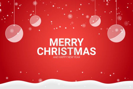 Photo for Merry Christmas Banner With Falling Snowflake And Hanging Ball. Holiday. Happy New Year. Celebration Banner. Poster. Vector - Royalty Free Image