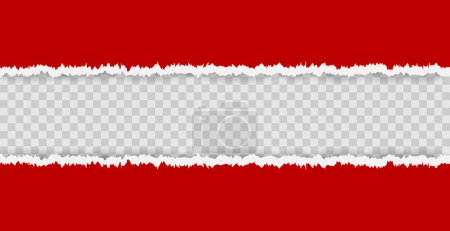 Photo for Red Ripped Paper On Transparent Background. Frame. Vector Illustration - Royalty Free Image