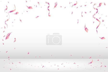 Photo for Many Falling Pink Tiny Confetti. Valentine's Day Background . Vector - Royalty Free Image