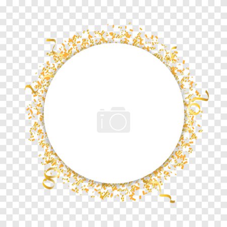 Foto de Golden Tiny Confetti and Ribbon Falling On Transparent Background (en inglés). Marco de círculo. Decoración de celebración. Vector - Imagen libre de derechos