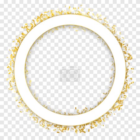 Photo for Golden Tiny Confetti And Ribbon Falling On Transparent Background. Circle Frame. Celebration Decoration. Vector - Royalty Free Image