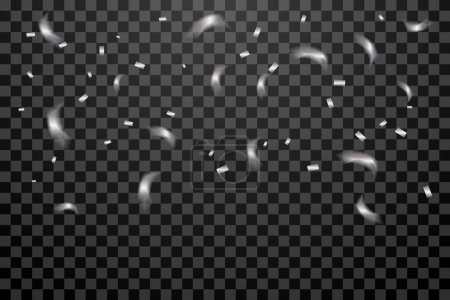 Foto de Silver Tiny Confetti cayendo sobre fondo negro. Celebración. Feliz Año Nuevo. Vector - Imagen libre de derechos
