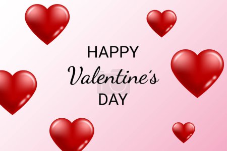 Photo for Happy Valentine's Day Lettering Text Background With Red Heart. Vector - Royalty Free Image