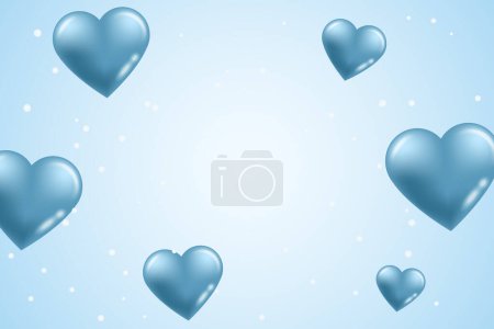 Foto de Feliz día de San Valentín con el corazón azul y la caída de la nieve. El invierno. Vector - Imagen libre de derechos
