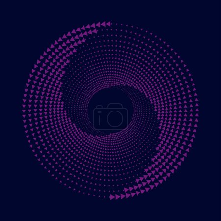 Illustration for Abstract violet tiny triangles in round form - Royalty Free Image
