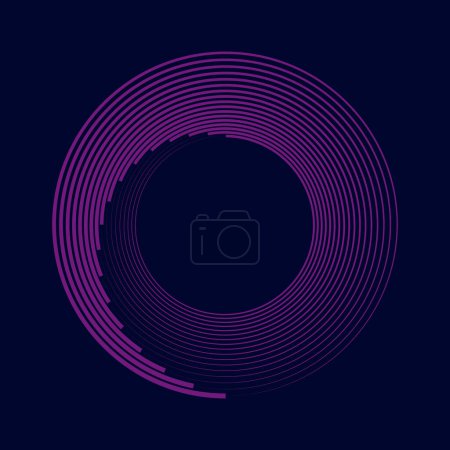 Ilustración de Líneas abstractas concéntricas violetas en forma redonda - Imagen libre de derechos